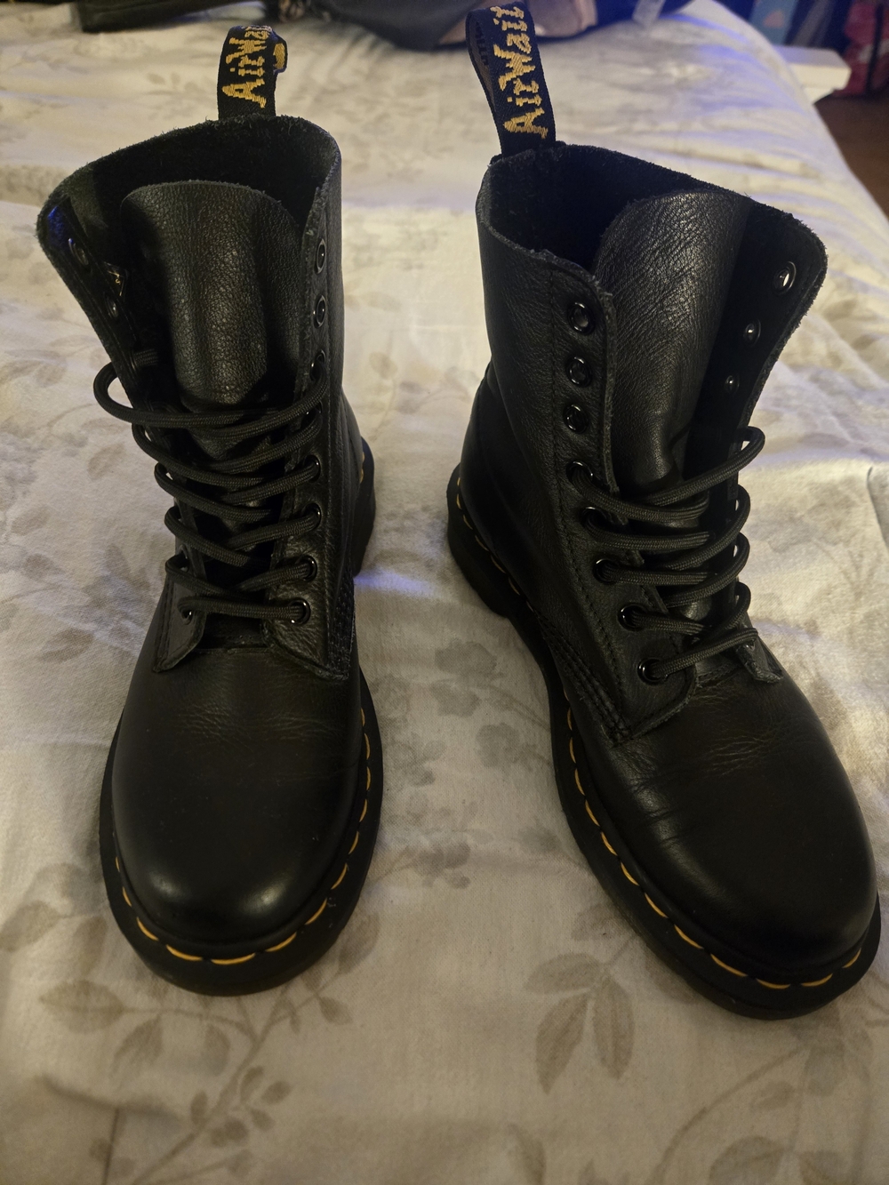 Dr. Martens Black Leather Combat Boots - Women's